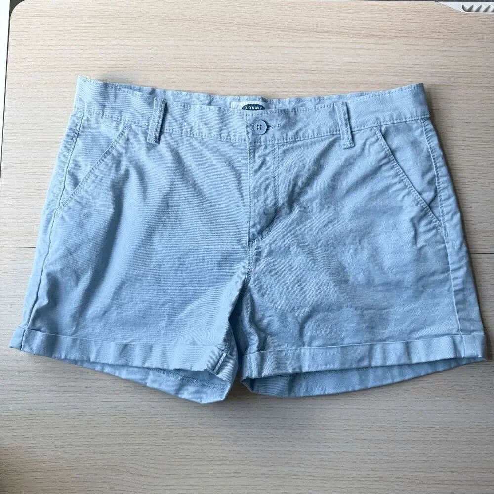 Old Navy Shorts Classic Chino Sky Blue Belt Loops 14 Plus 3" Flat Front Mid Rise